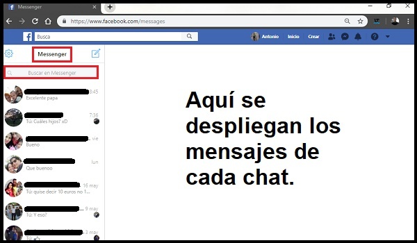 Abre Messenger en facebook