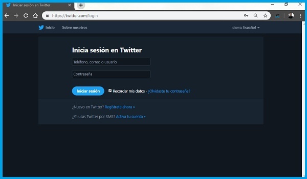 iniciar sesion en twitter