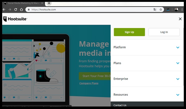 1. ingresar en la web de hootsuite