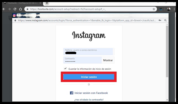 5. inicia sesion en instagram