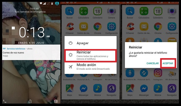reiniciar el dispositivo movil