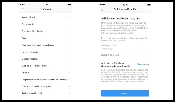 solicitar verificacion de instagram