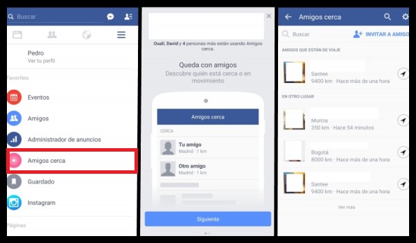 ver amigos cerca en facebook app